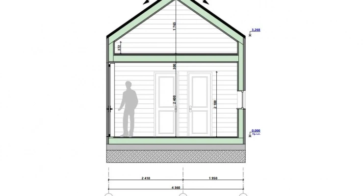 Мини БарнХаус 4,4х8,9-49 м²